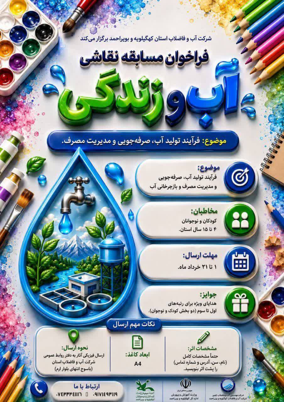 فراخوان شرکت در مسابقه بزرگ نقاشی آب و زندگی