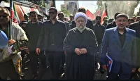 حضور آیت الله آملی لاریجانی در مراسم تشییع پیکر مطهر رهبر شهید